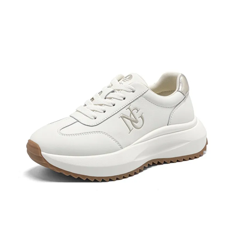 NAVIGARE Small Sailboat Lightweight Height Increasing Low Top Casual Shoes Women's White Gold-1