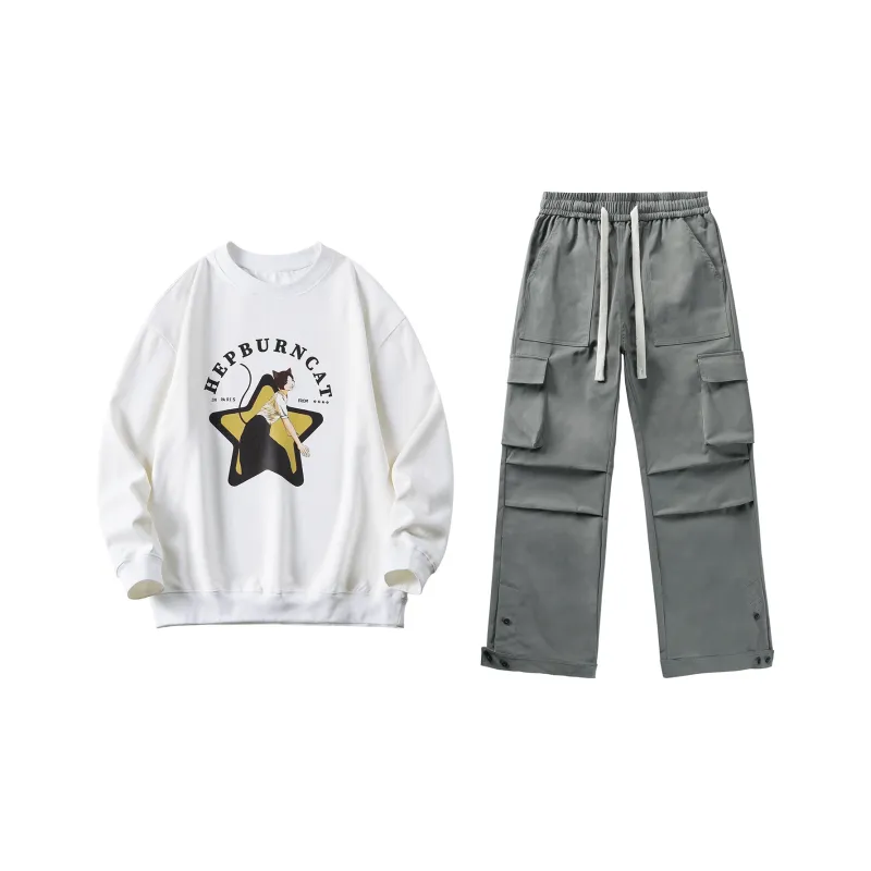 Hepburn Cat Sweatshirt Sets Unisex-0
