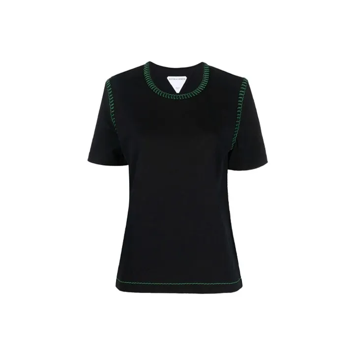 Bottega Veneta Stitch Detailed Crewneck T Shirt Black-0