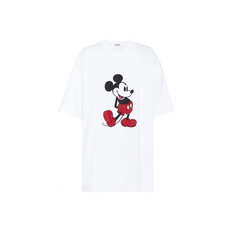 MIU MIU Drop Shoulder Sleeve T Shirt Women's White-0