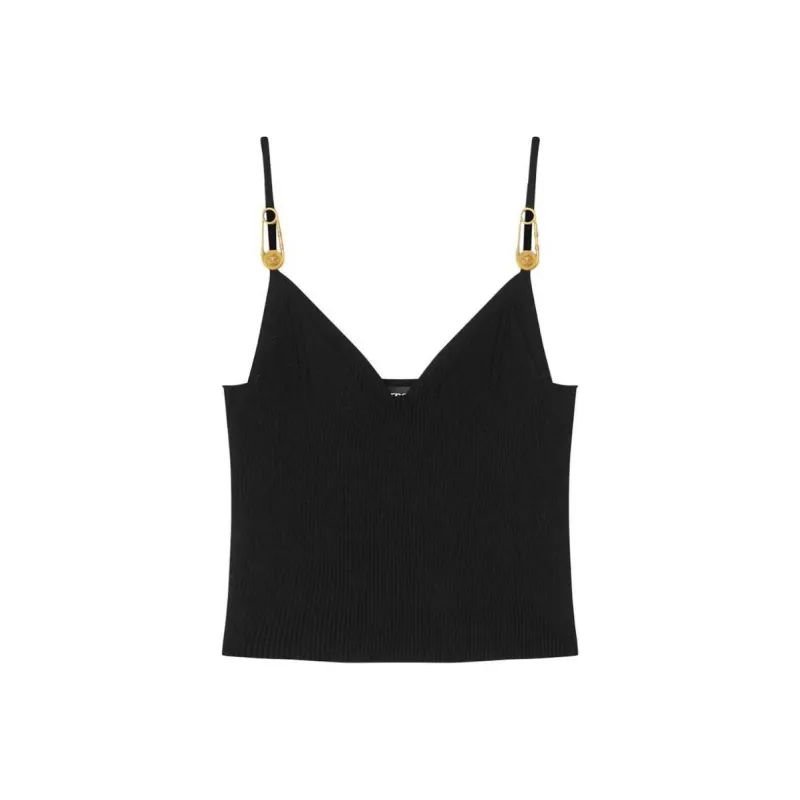 VERSACE Safety Pin Detailed Knitted Top-0