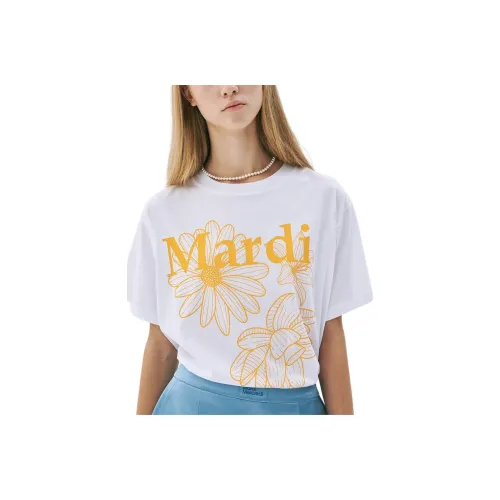 MARDI MERCREDI SS25 T Shirt Women's White/Orange Korean Style
