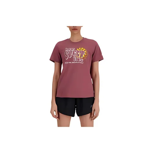 New Balance RBC Brooklyn Half T-Shirt Women's Washable Burgundy Red
