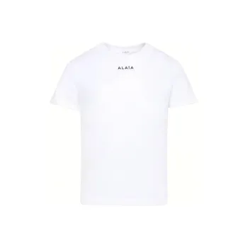 Alaia Logo Embroidered Crewneck T Shirt