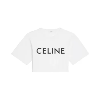 CELINE Cropped CELINE T SHIRT In Cotton Jersey
