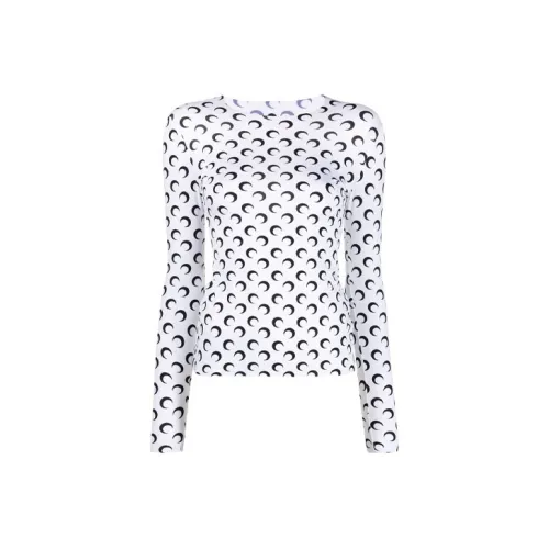 Marine Serre Second Skin Crescent Moon Print Top Beige
