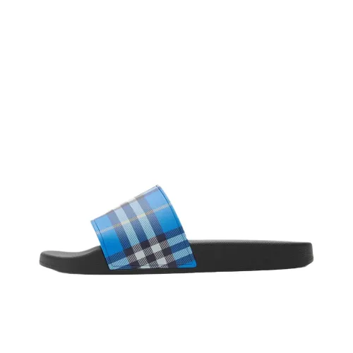 Burberry Slip Resistant Slide Slippers Men's Blue