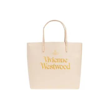 Vivienne Westwood Leather Tote Bag, Shopping Bag, Handbag Women's Beige