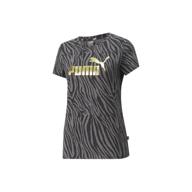 PUMA FIT Essentials+ Tiger AOP Tee T-Shirt Women's Black-0