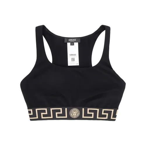 VERSACE Greca Border One Shoulder Bikini Top 'Black'