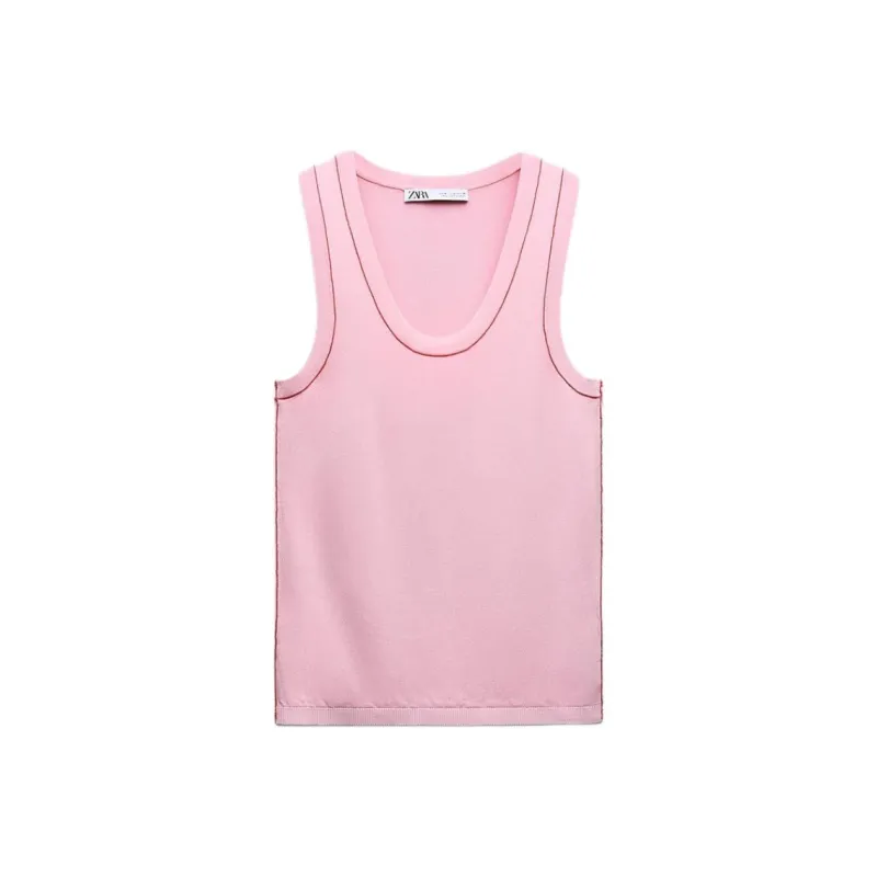 ZARA Tank Tops Women's Pink-0