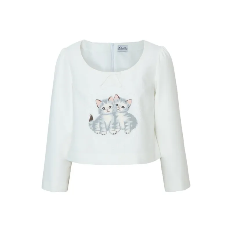 CatPunch T Shirts Women's White-0