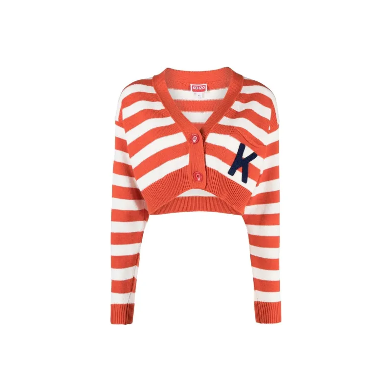 KENZO Striped Cropped Cardigan-0