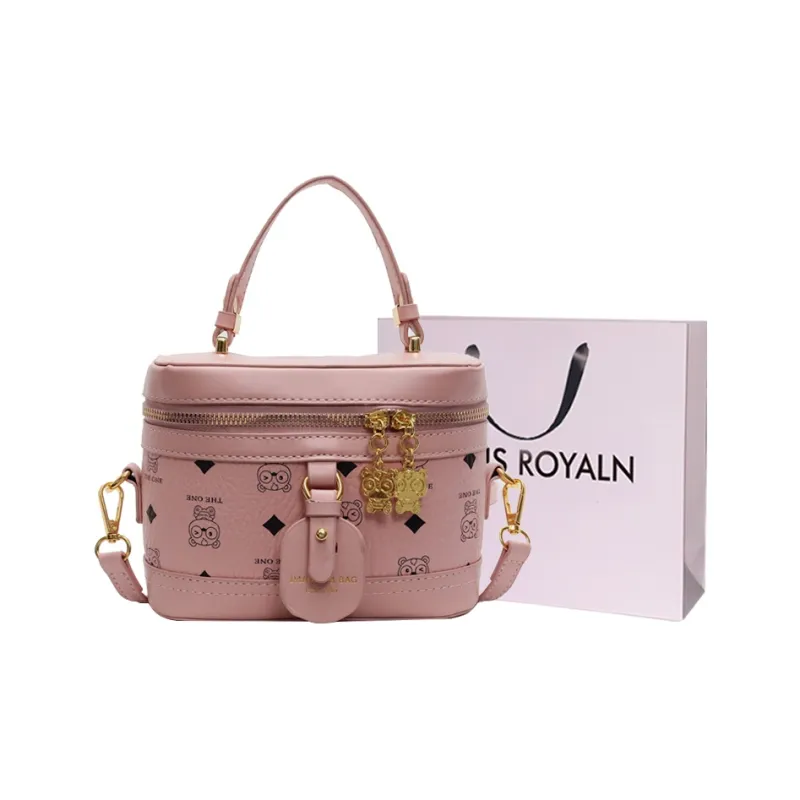 LOUIS ROYALN PU Box Bag, Shoulder Bag, Crossbody Bag, Handbag Women's Ecru/Pink/Brown-6