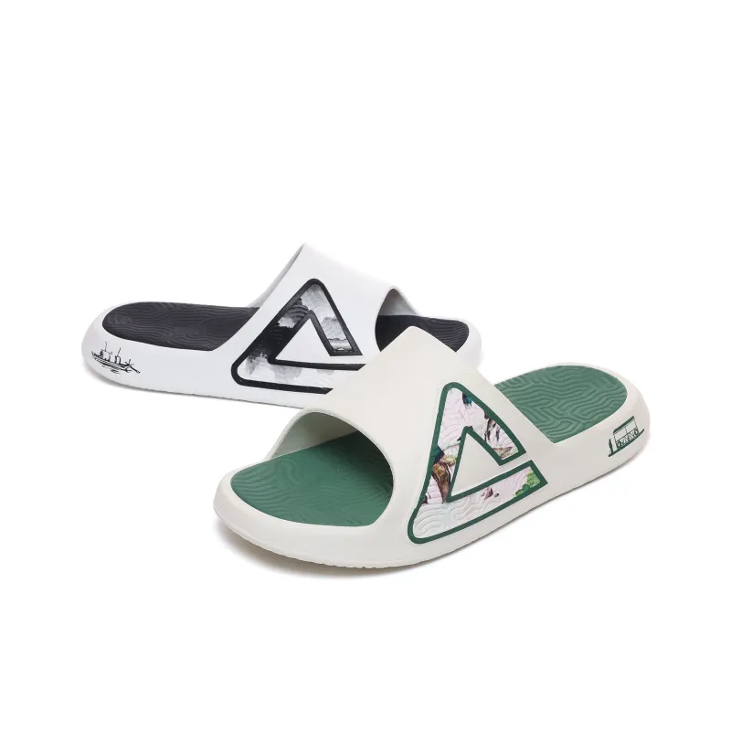 PEAK Extreme National Creativity Slip Resistant Cushioning Slide Slippers Men's Black Green Mismatched-2