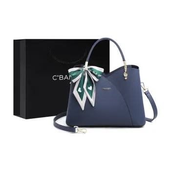 C°BANNER Cow Leather Shoulder Bag, Crossbody Bag, Handbag Medium Size Women's Blue