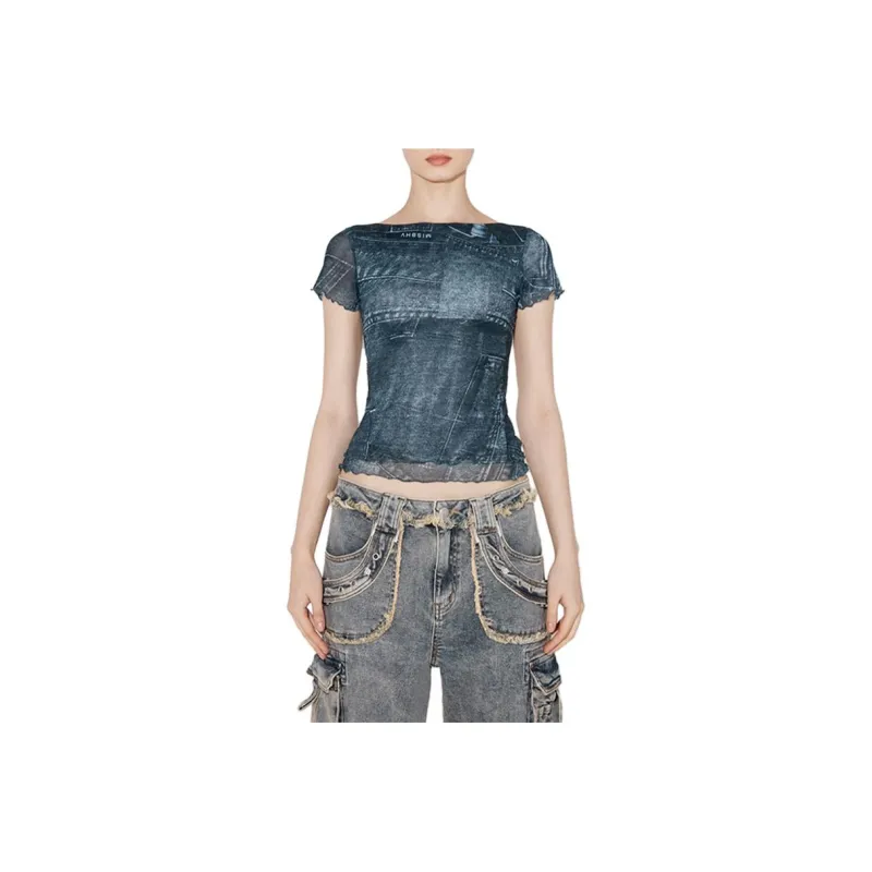 Misbhv X Esther Yu Yu Shuxin Co authored Series T Shirts Women's Dark Blue-0