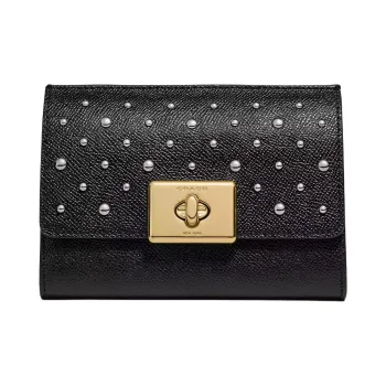 COACH Cassidy Leather Wallet Medium Size Women's Black