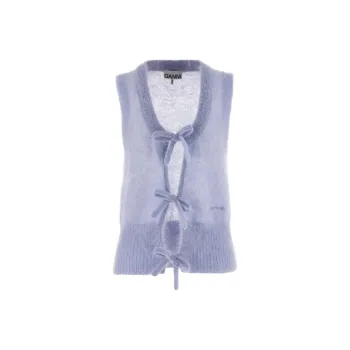 GANNI U Neck Tie String Knit Vest