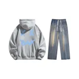 Set (Heather Gray Top+Nostalgic Blue Jeans)