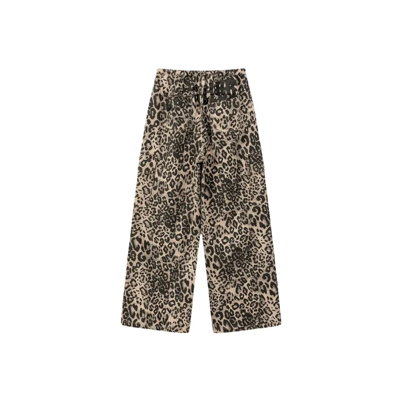 CHUU Casual Pants Women's Black White Leopard Print-4