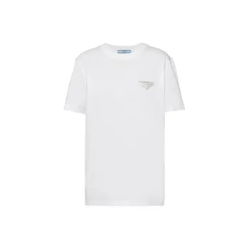 PRADA Logo Plaque Crewneck T Shirt