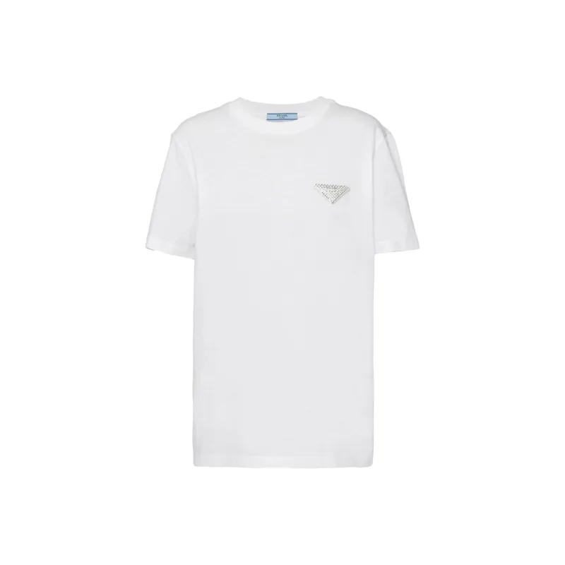 PRADA Logo Plaque Crewneck T Shirt-0