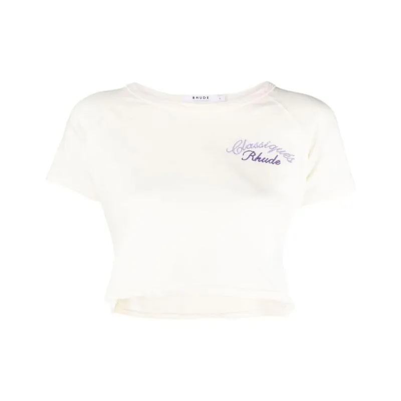 RHUDE Logo Baby Tee 'Cream/Lilac'-0