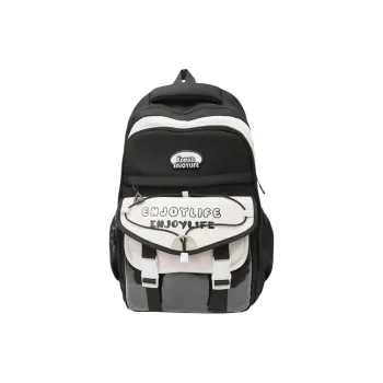 BRABOSTON Nylon With PVC Backpack Unisex Black/Mint Green/Yellow/Ecru/Light Blue
