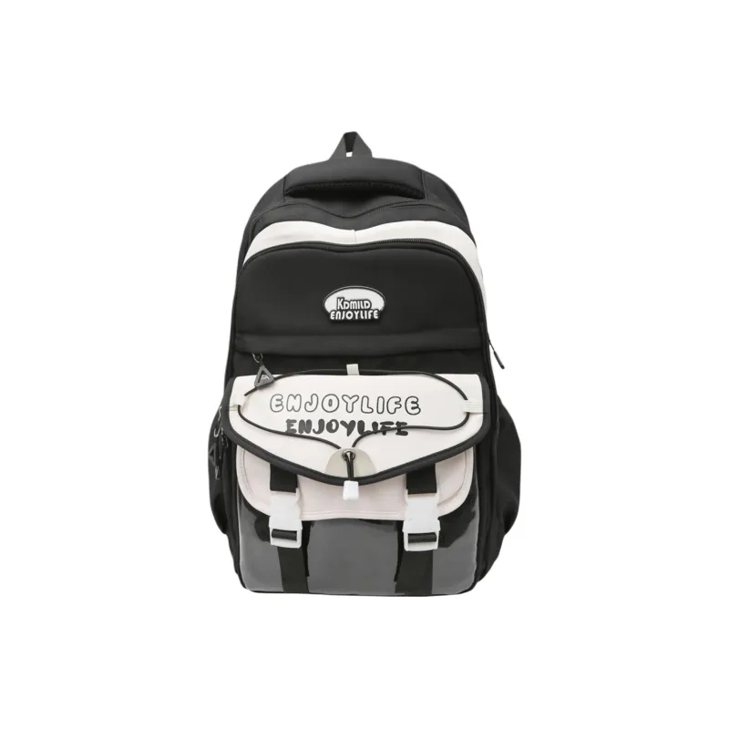 BRABOSTON Nylon With PVC Backpack Unisex Black/Mint Green/Yellow/Ecru/Light Blue-0