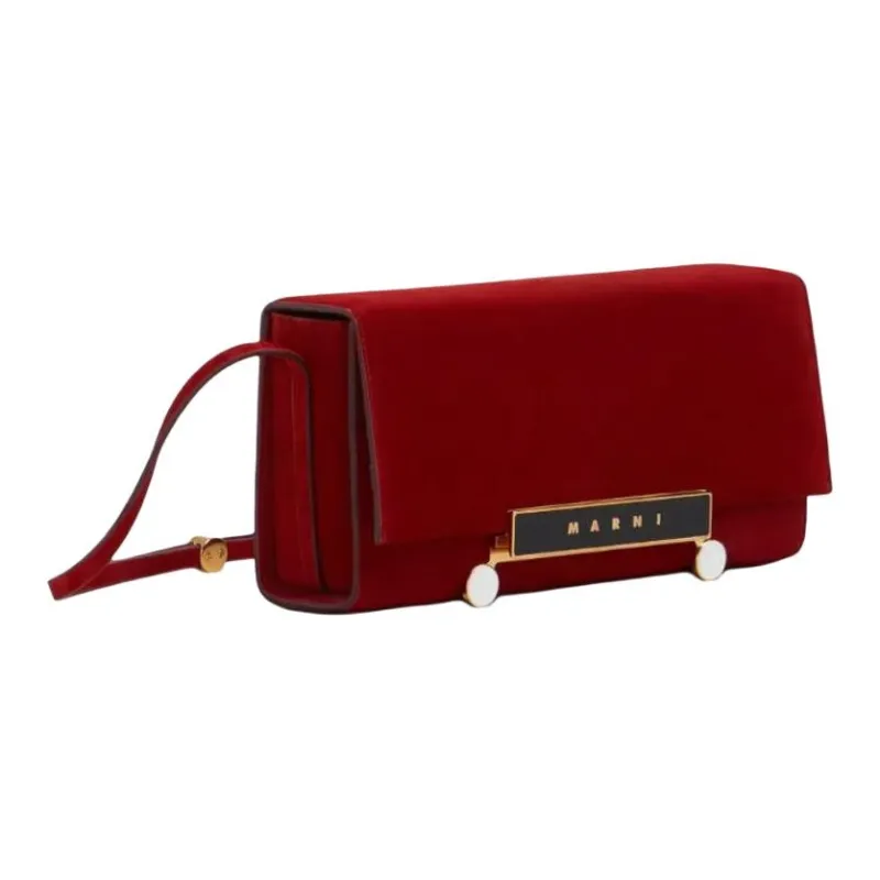MARNI Calf Wool Handheld Shoulder Bag Unisex Deep Orange-1