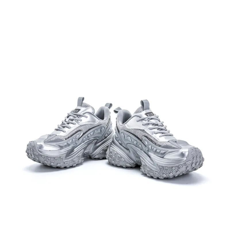 KUX Cushioning, Slip Resistant, Abrasion Resistant, Breathable, Height Increasing Low Top Chunky Sneakers Unisex-4