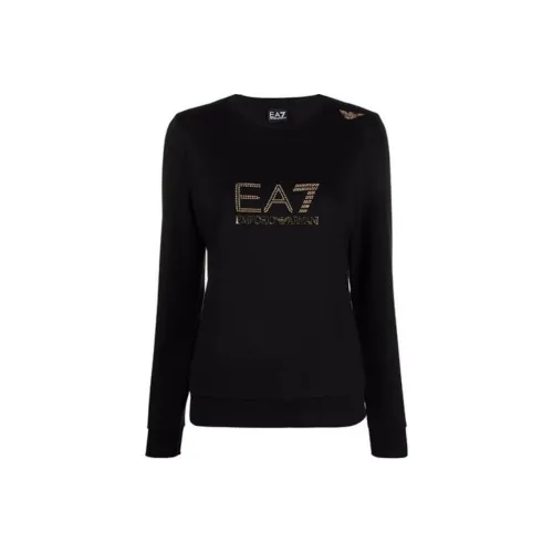 EMPORIO ARMANI Stud Detailed Long Sleeved Crewneck T Shirt