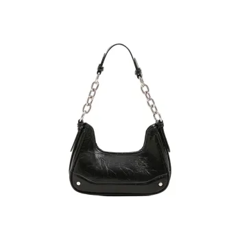 Worm's Home PU Underarm Shoulder Bag Women's Black/Silver