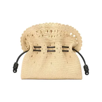 LOEWE Raffia Shoulder Bag Clutch Medium Size Women's Natural