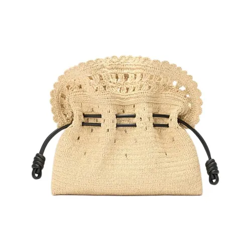 LOEWE Raffia Shoulder Bag Clutch Medium Size Women's Natural