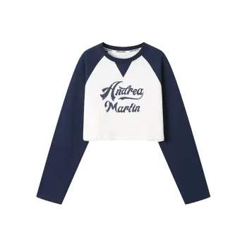ANDREA MARTIN Raglan Sleeve T Shirt Women's Navy Blue