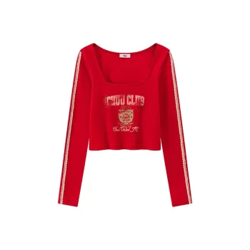 CHUU T Shirt Women's Vintage Red