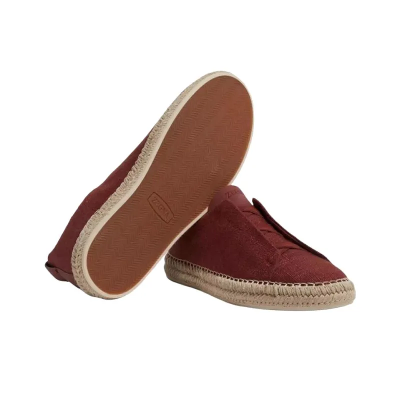 Zegna Triple Stitch Espadrilles Men's Red-3
