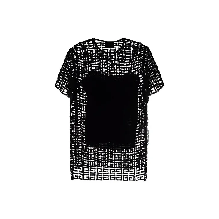 Givenchy Short Sleeved 4G Monogram Embroidered T Shirt-0