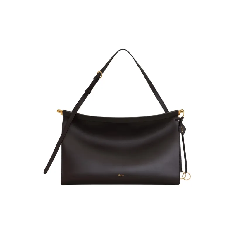 Alaia Calfskin Shoulder Bag Tubas Women's Dark Brown-0