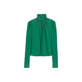 H&M Embellished Jersey Top Green