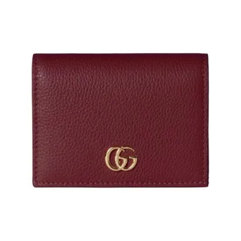 GUCCI GG Marmont Leather Wallet Mini Women's Red