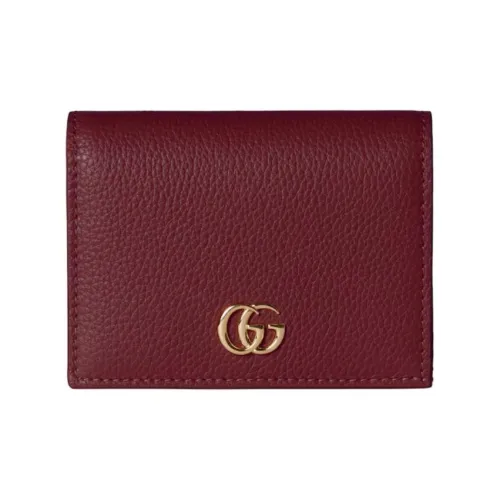 GUCCI GG Marmont Leather Wallet Mini Women's Red