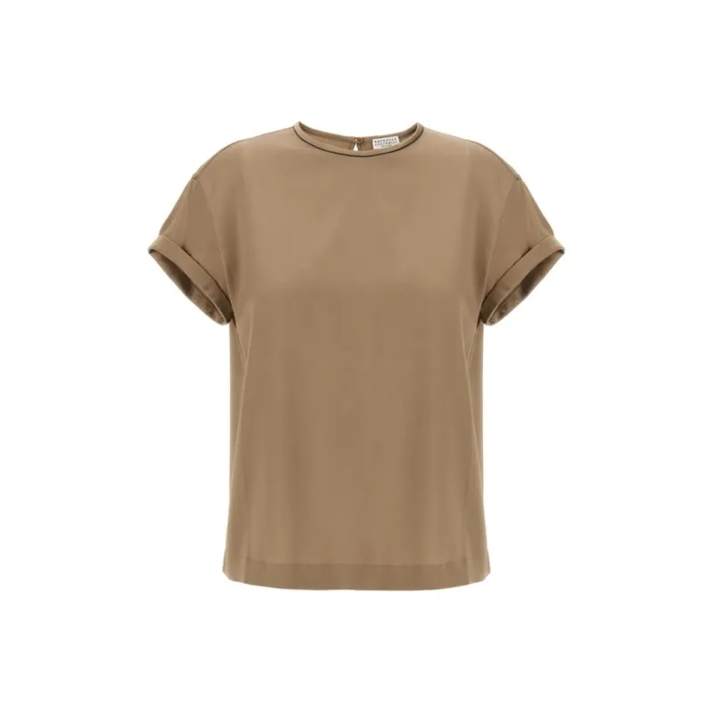 Brunello Cucinelli Satin Crewneck T Shirt-0