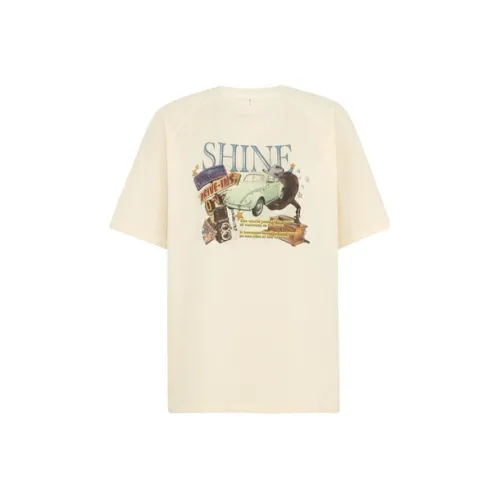 MEIYANG Raglan Sleeve T-Shirt Women's Beige Yellow