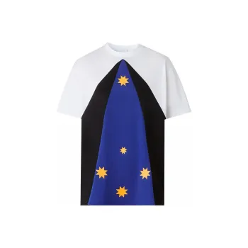 Burberry Women's Colour Block Star Print T shirt White/Blue/Black
