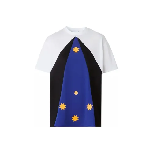 Burberry Women's Colour Block Star Print T shirt White/Blue/Black