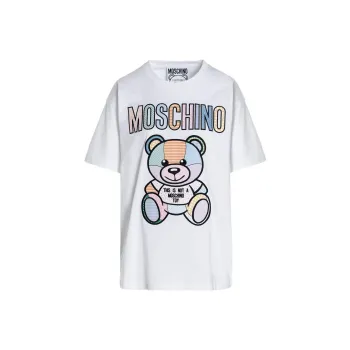 MOSCHINO SS22 Drop Shoulder Sleeve T Shirt Women's White