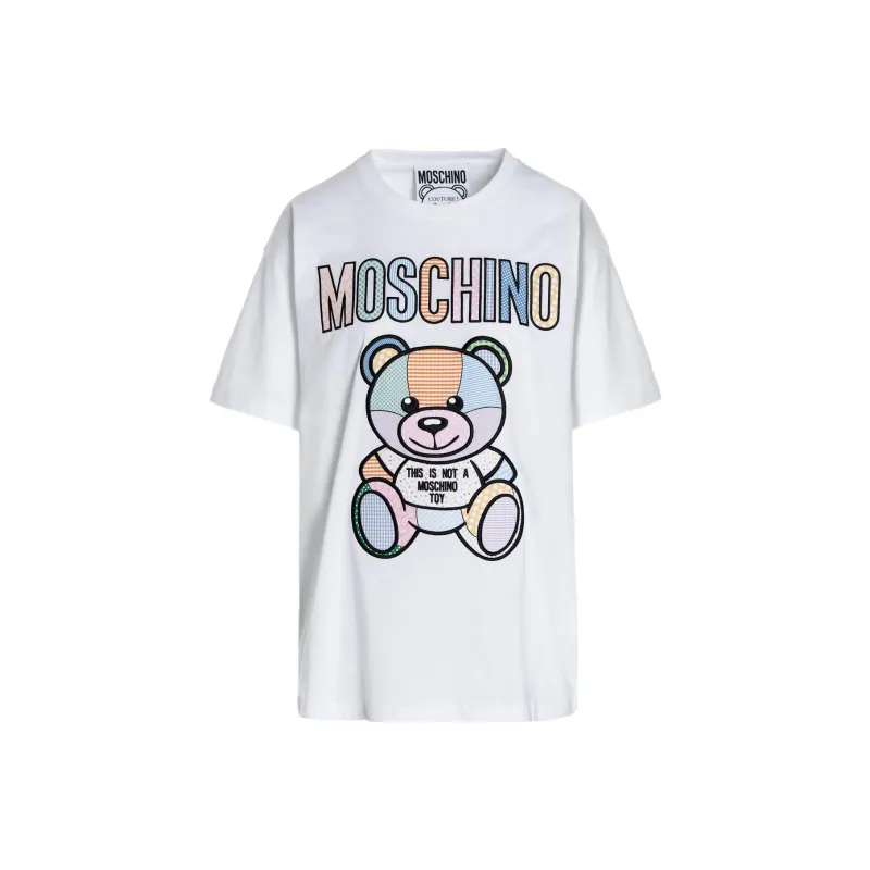 MOSCHINO SS22 Drop Shoulder Sleeve T Shirt Women's White-0